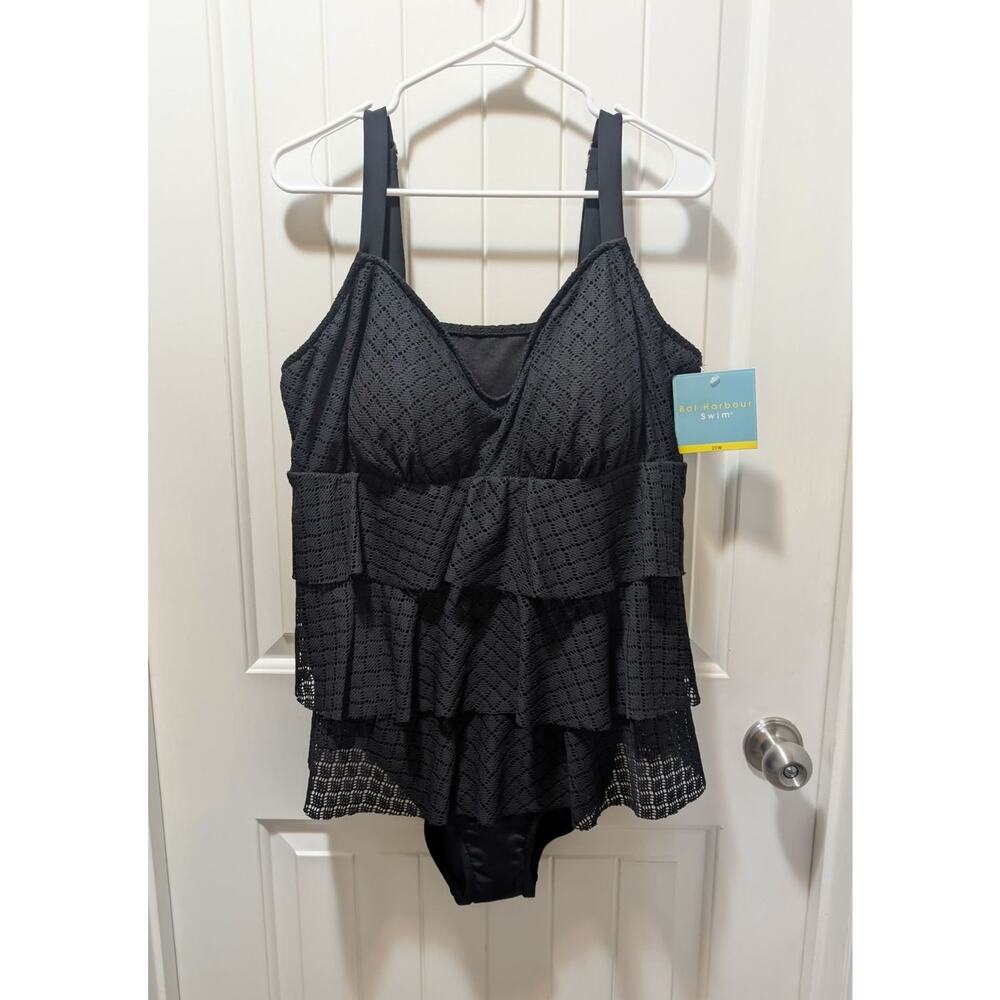 NEW! Bal Harbor Black One-Piece Swimsuit, Tummy Control & Hip Minimizer Size 20W